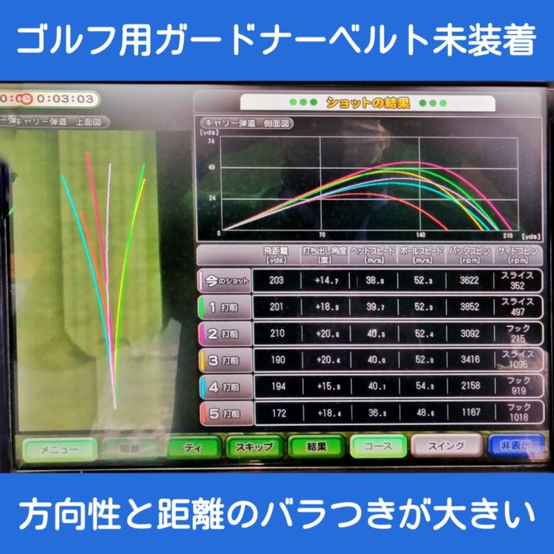 ガードナーゴルフベルト未装着弾道